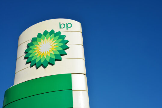 Lisbon / Portugal - March 8, 2016:  Logo of BP - British Petroleum is a multinational oil and gas company headquarterd in London, Lisbon, Portugal