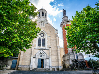 Fototapeta premium Front view of Notre-Dame de Pipet chapel a church in Vienne Isere France