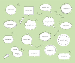 手書きの吹き出しのセット／イラスト／ふきだし／矢印