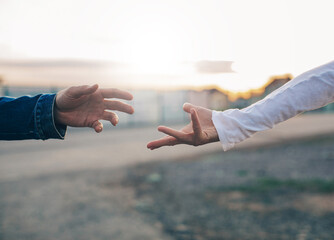 Valentine day background. Happy couple holding hands together as forever love.