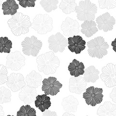 Light Gray vector seamless abstract pattern with flowers. Illustration with colorful abstract doodle flowers. Texture for window blinds, curtains.