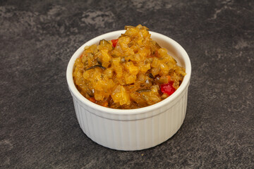 Relish sauce with cucumbers and mustard