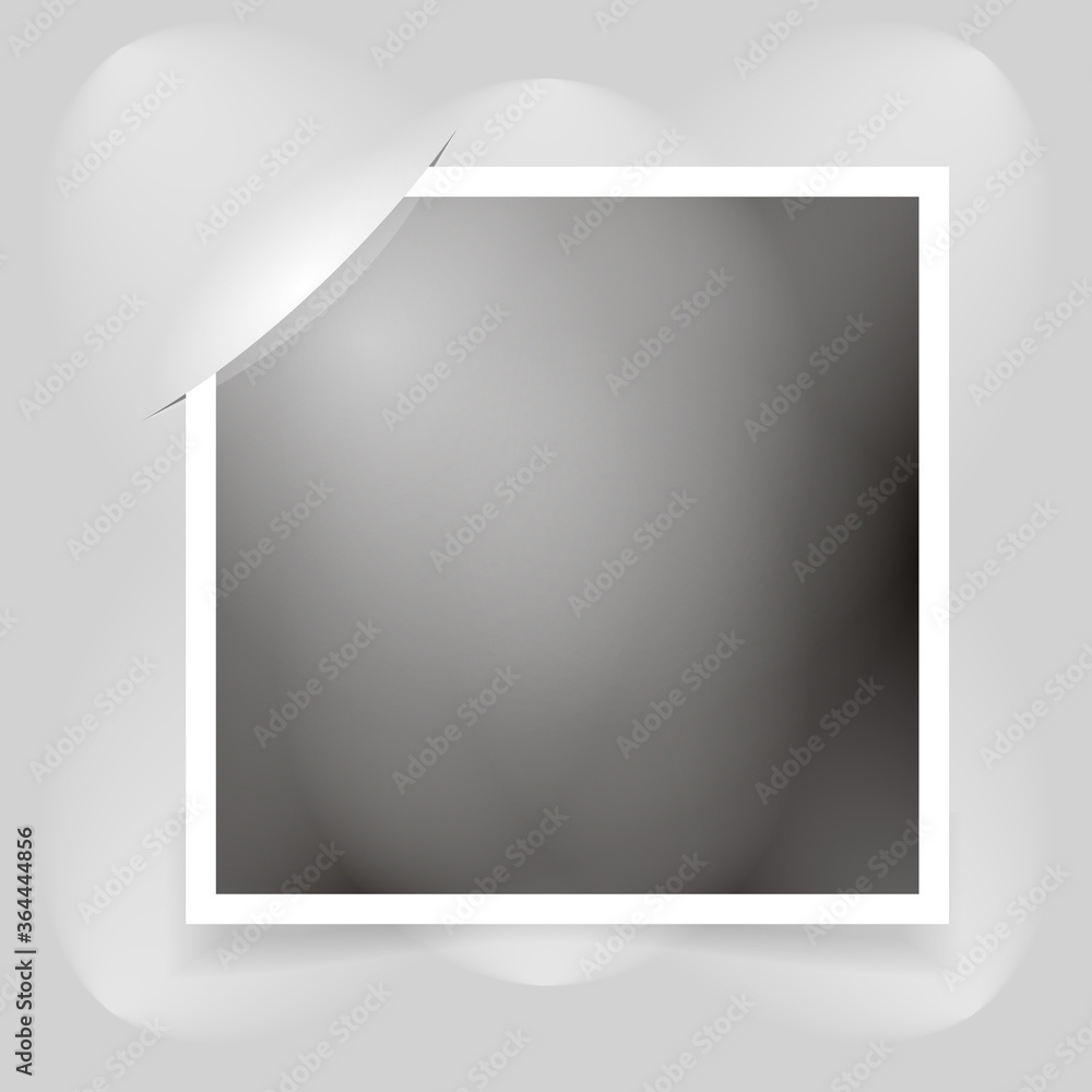 Poster white photo frame with corner and light. vector decorative design template on gray background