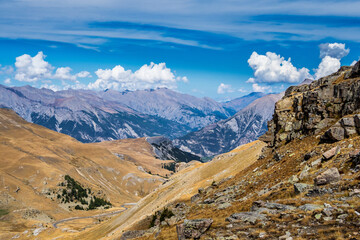 Fototapeta na wymiar Alpine landscape of the French alps, Col de la Bonette in Provence Alpes, France