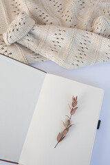 warm knitted wool sweater notepad dry spikelet