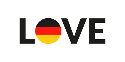Love Germany design with German flag. Patriotic logo, sticker or badge. Typography design for T-shirt graphic. Vector illustration.