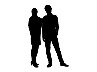 Silhouettes of mom and adult son