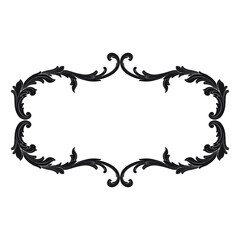 Vintage Ornament Element in baroque style with filigree and floral engrave the best situated for create frame, border, banner. It's hand drawn foliage swirl like victorian or damask design arabesque.