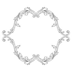 Vintage Ornament Element in baroque style with filigree and floral engrave the best situated for create frame, border, banner. It's hand drawn foliage swirl like victorian or damask design arabesque.