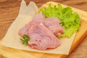 Raw turkey breast steak for cooking