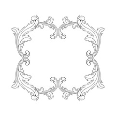 Vintage Ornament Element in baroque style with filigree and floral engrave the best situated for create frame, border, banner. It's hand drawn foliage swirl like victorian or damask design arabesque.