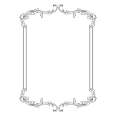 Vintage Ornament Element in baroque style with filigree and floral engrave the best situated for create frame, border, banner. It's hand drawn foliage swirl like victorian or damask design arabesque.