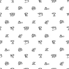 Vector seamless pattern with linear icons on the theme of construction and hand-held electric machines.