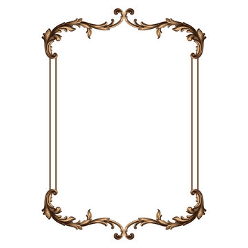 Vintage Ornament Element in baroque style with filigree and floral engrave the best situated for create frame, border, banner. It's hand drawn foliage swirl like victorian or damask design arabesque.