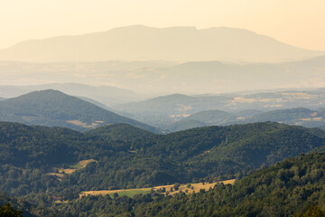 Scenic view of hills and mountains of Eastern Serbia, near the city of Bor