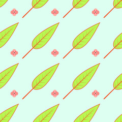 Autumn seamless pattern, Autumn leaves on a blue background, Abstract leaf texture.