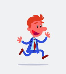 Businessman running happily
