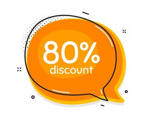 80% Discount. Thought chat bubble. Sale offer price sign. Special offer symbol. Speech bubble with lines. Discount promotion text. Vector