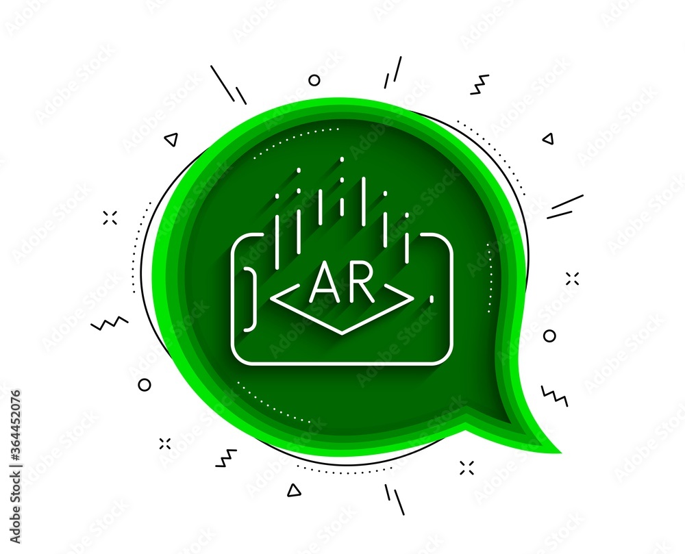 Poster augmented reality phone line icon. chat bubble with shadow. vr simulation sign. 3d view symbol. thin