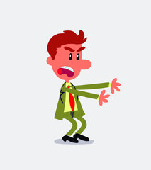 Very angry businessman pointing at something
