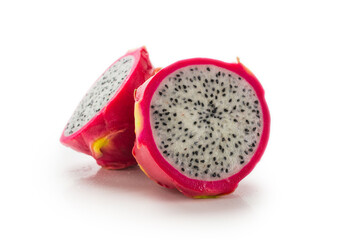 Sweet tasty dragon fruit or pitaya isolated on white.