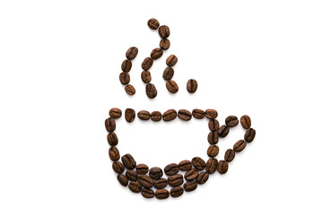 Image of a Cup with steam from many coffee beans