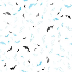 Fototapeta premium Light BLUE vector seamless texture with dolphins. Isolated sea dolphins on white background. Pattern for marine leaflets.