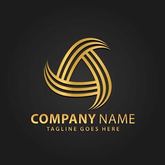 3D Gold Triangle Company Abstract Logos Design Vector Illustration