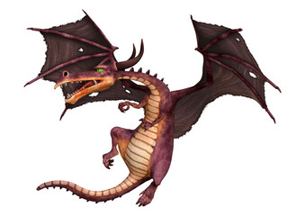 3D Rendering Fairy Tale Dragon on White