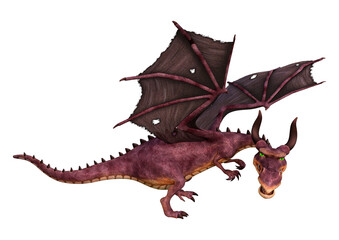 Naklejka premium 3D renderowania bajki smoka na białym tle