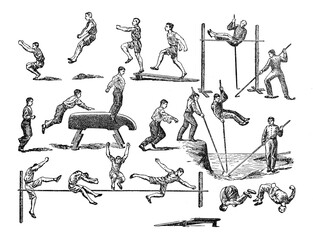 Gymastic, Fitness or sports collection / Vintage and Antique illustration from Petit Larousse 1914  © Basicmoments
