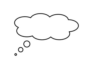 Think bubble isolated on gray background. Trendy think bubble in flat style. Modern template for social network and label. Creative thought balloon. Cloud line art, vector illustration