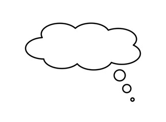 Think bubble isolated on gray background. Trendy think bubble in flat style. Modern template for social network and label. Creative thought balloon. Cloud line art, vector illustration
