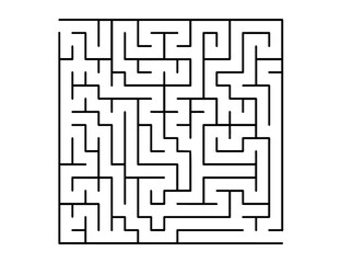 White vector template with a black  maze, puzzle. Maze design in a simple style on a white background. Concept for making right choices.