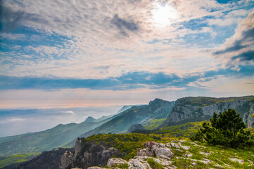 Fototapeta na wymiar Photo from top of mountain, beautiful horizon