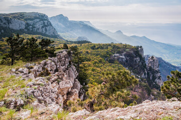 Huge stone in a mountain valley