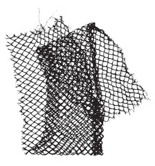 Black patterned net. Abstract monochrome background of coarse crumpled net pattern.  Rope net vector silhouette. Vector illustration.