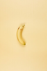 Bananas on a yellow background. The view from the top. Art.