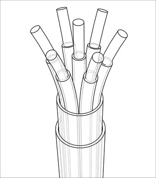 recommend clip art: Seven-wire cable. Wire frame. 3D illustration