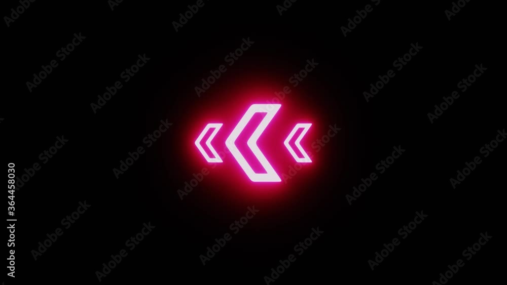 Aufkleber 3d rendering arrow to the left, red glowing neon. pop art motion animation.