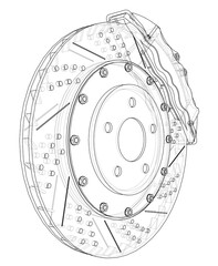 Brake disc outline. 3D illustration
