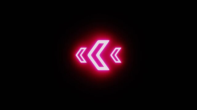 3d rendering arrow to the left, red glowing neon. Pop art motion animation.