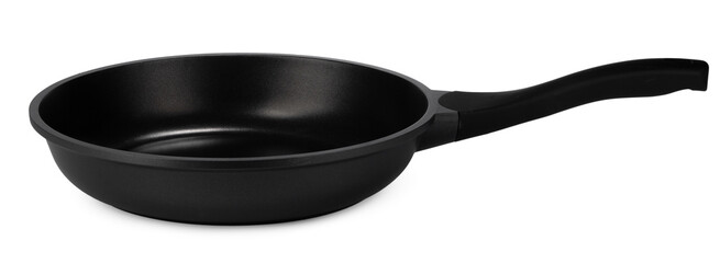 New black frying pan isolated on white background