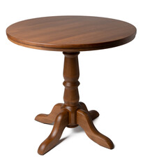 Oval wooden classic table isolated on white