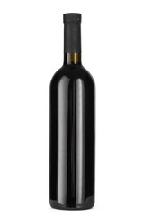 Wine bottle isolated on white background, front view