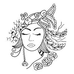 face of a beautiful girl in a hat