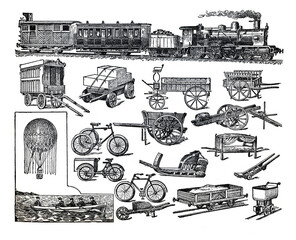 Transportation illustration / Vintage and Antique illustration from Petit Larousse 1914	