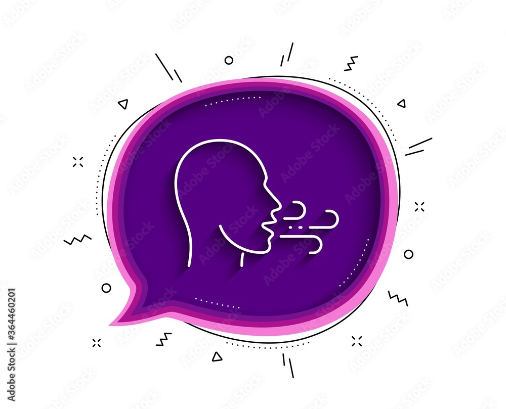 Aufkleber breathing line icon. chat bubble with shadow. breath difficulties sign. respiration problems symbol.