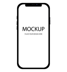 Modern smartphone black color with blank screen. Copy space.