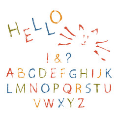 Vector Grunge Alphabet. Hand drawn calligraphic font. Handwritten script letters. Letters written with brush stroke
